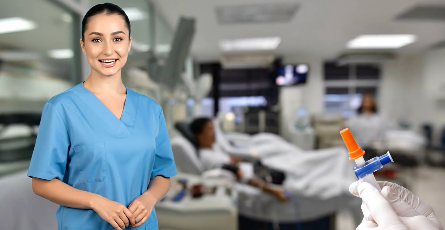 Spigot Guard® Product Demonstration — nurse with device in clinical setting